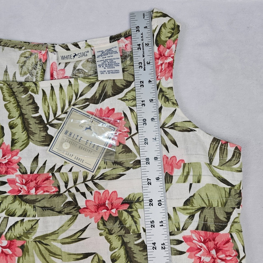 White Stag Tropical Maxi Dress M 8 10 Linen Cotton Floral Slits Resort Wear NWT - Picture 10 of 13